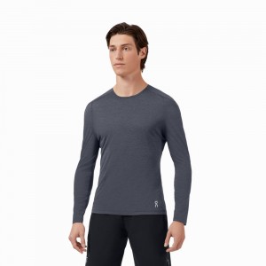 On Performance Long-T T-shirts Heren Donker | 340258ZFQ