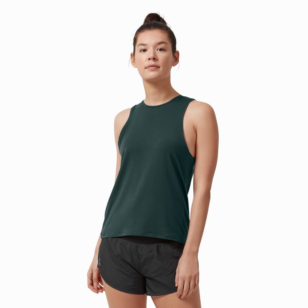 On Active Tanktop Dames Donkergroen | 380659RBA