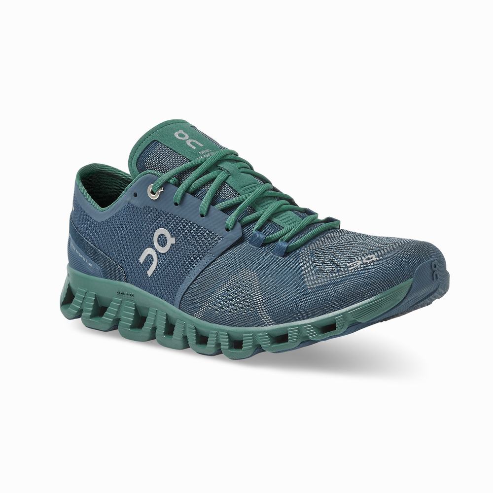 On Cloud X Trainingsschoenen Heren Groen Donkerblauw | 254073MEN