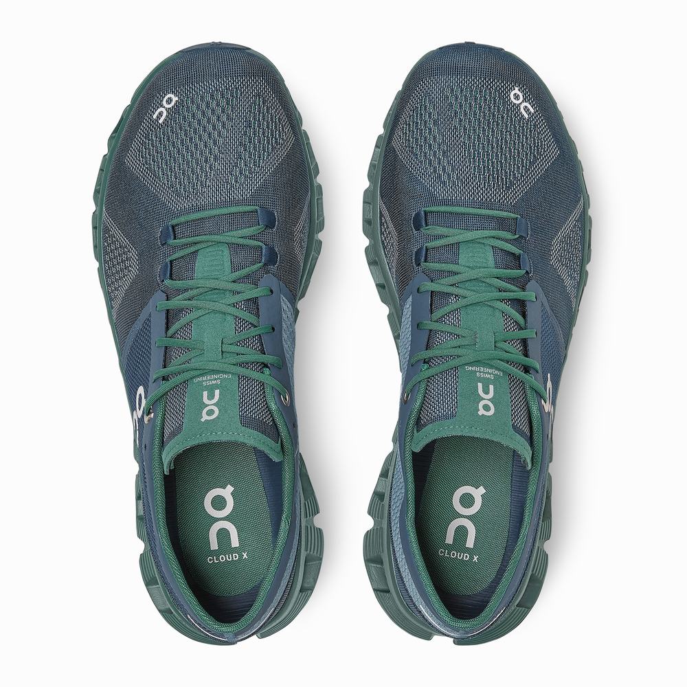 On Cloud X Trainingsschoenen Heren Groen Donkerblauw | 254073MEN