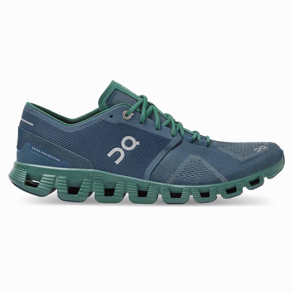 On Cloud X Trainingsschoenen Heren Groen Donkerblauw | 254073MEN