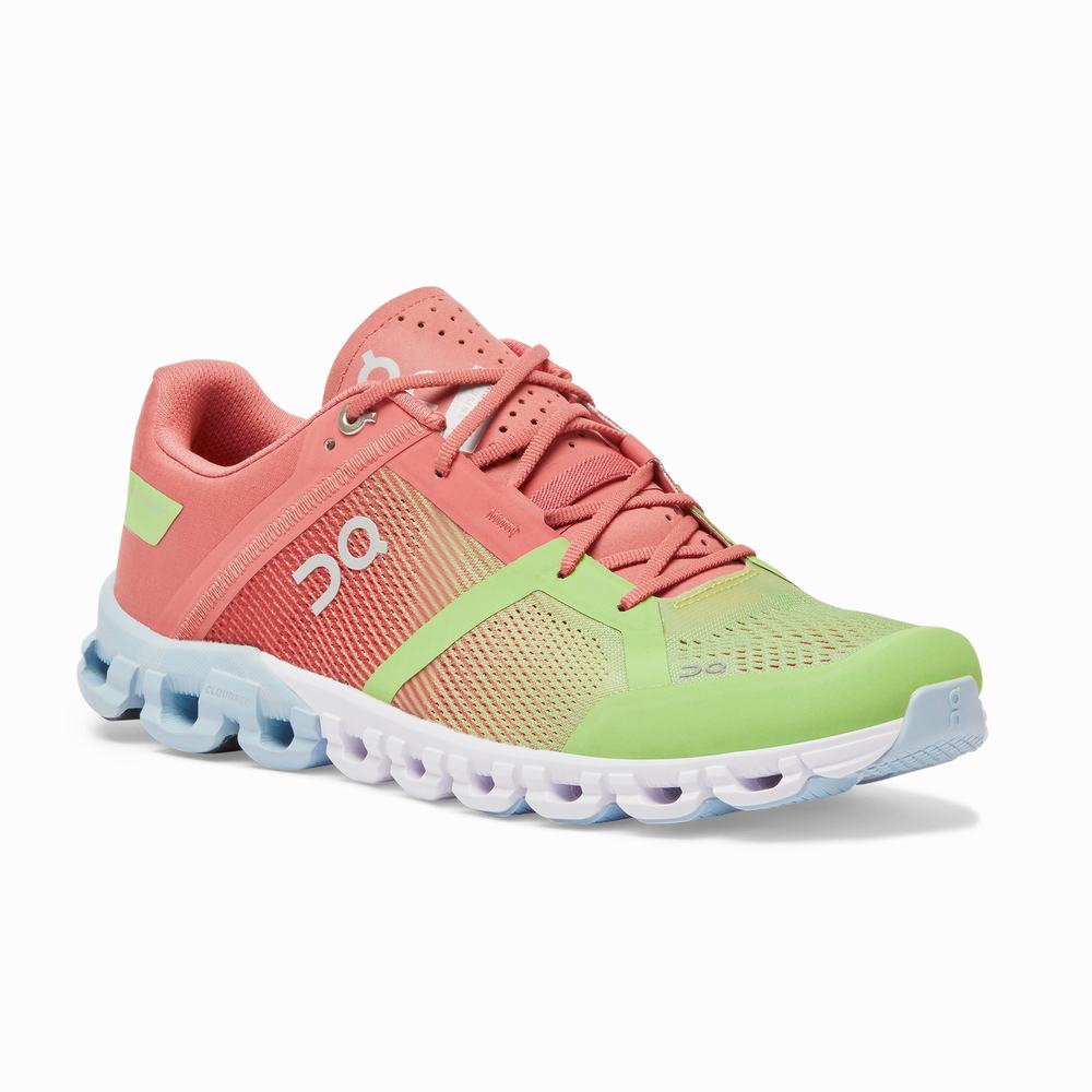 On Cloudflow Road Loopschoenen Dames Groen Roze | 523794MYH