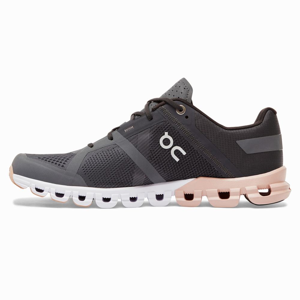 On Cloudflow Road Loopschoenen Dames Zwart Roze | 974123HBU