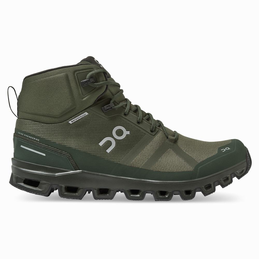 On Cloudrock Waterproof Wandelschoenen Heren Olijfgroen | 612978TCF