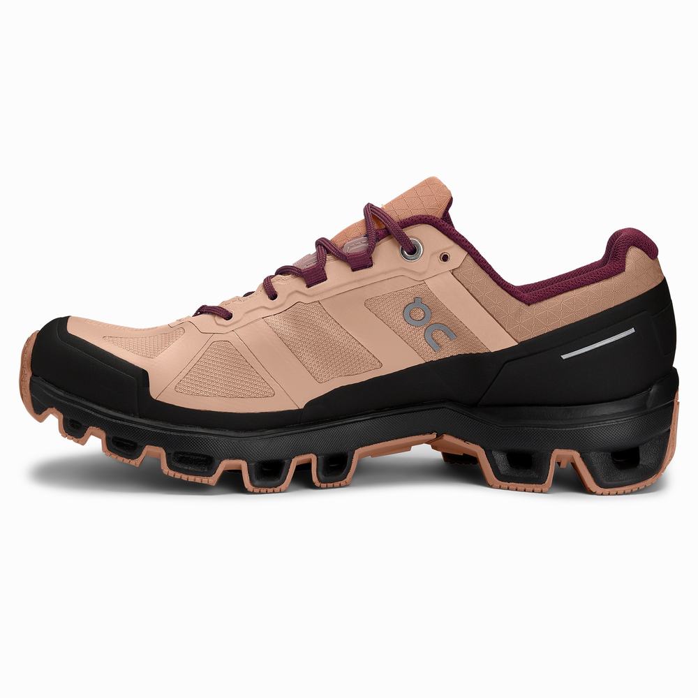 On Cloudventure Waterproof Trailrunning Schoenen Dames Bruin Roze | 820365ZDU