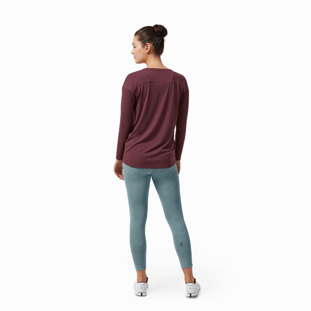 On Comfort T-shirts Dames Bordeaux | 150378HOZ