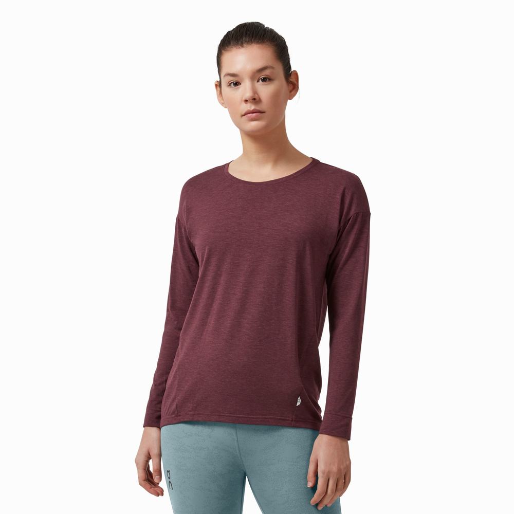 On Comfort T-shirts Dames Bordeaux | 150378HOZ