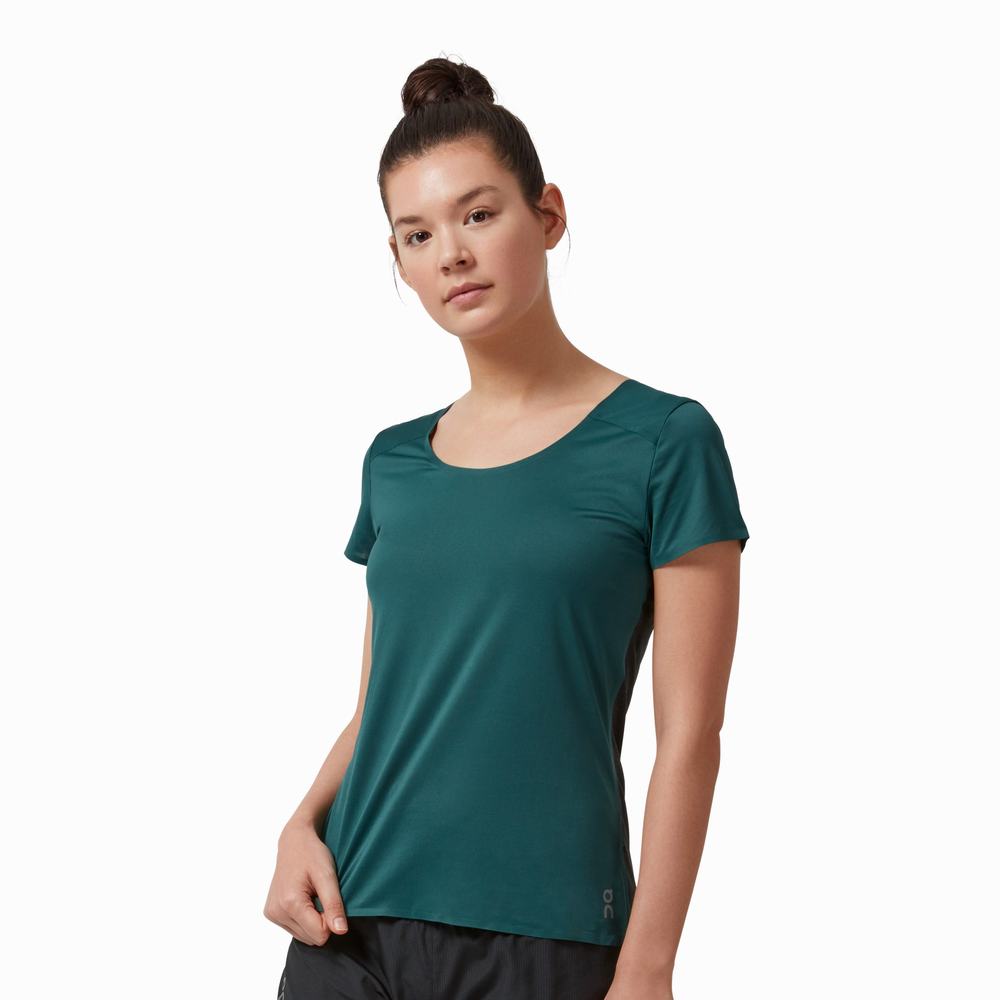 On Performance Long-T T-shirts Dames Groen Zwart | 923580SON