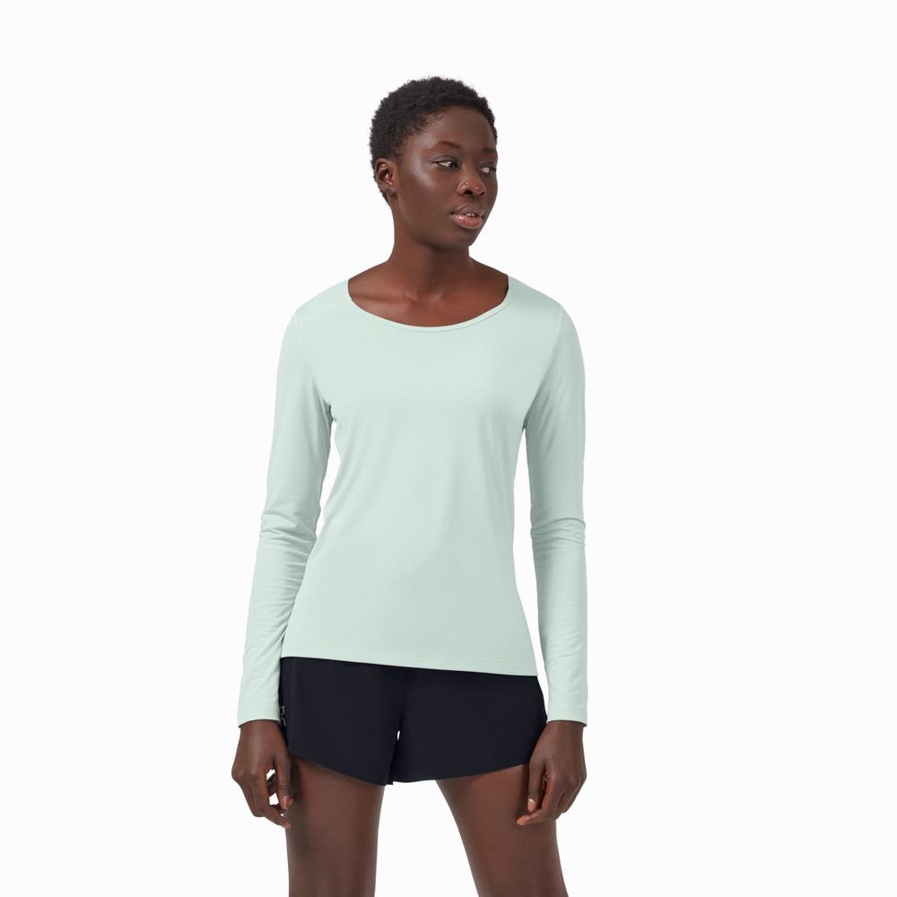 On Performance Long-T T-shirts Dames Turquoise | 410362WAQ