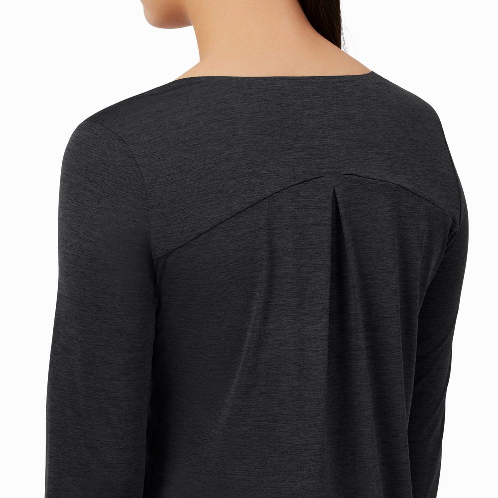 On Performance Long-T T-shirts Dames Zwart | 594610CXM