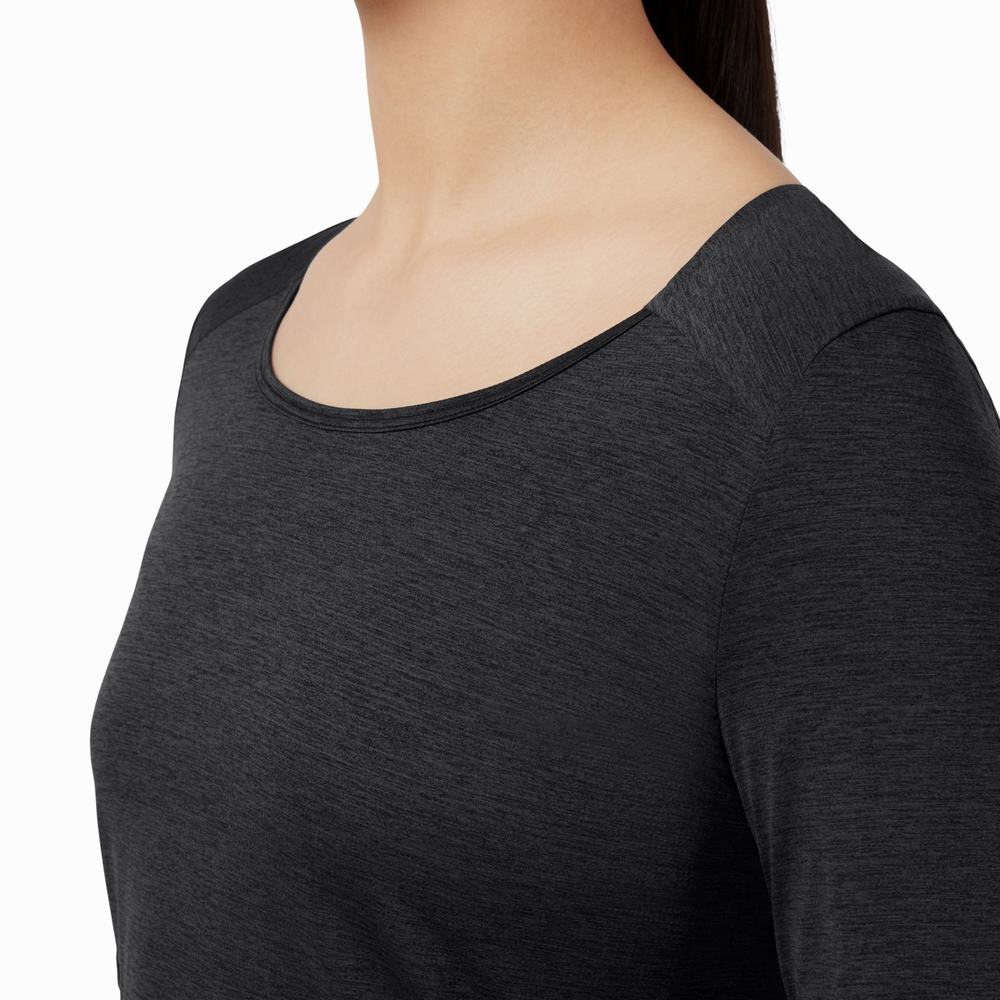 On Performance Long-T T-shirts Dames Zwart | 594610CXM