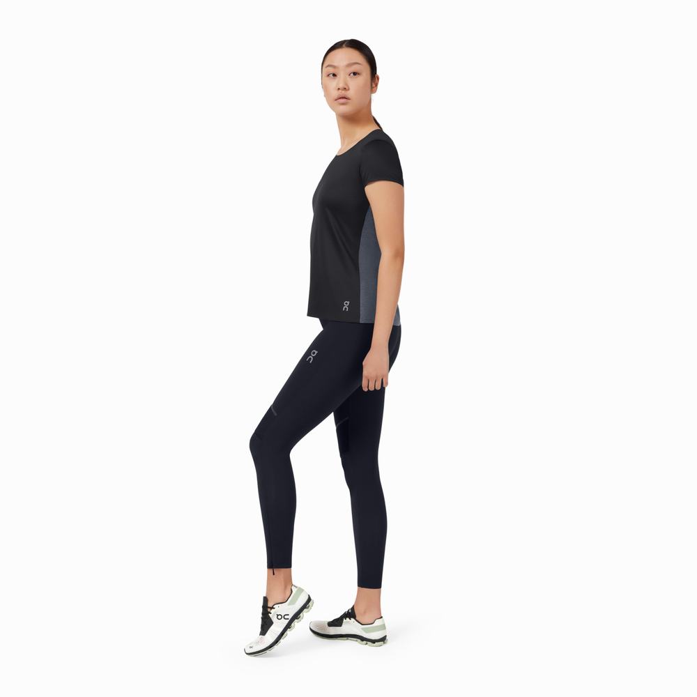 On Performance Long-T T-shirts Dames Zwart | 091465MSE