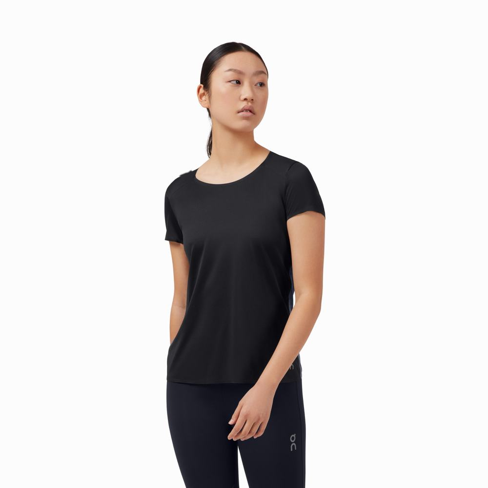 On Performance Long-T T-shirts Dames Zwart | 091465MSE