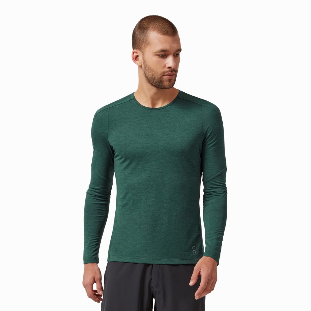 On Performance Long-T T-shirts Heren Groen | 967203XVN