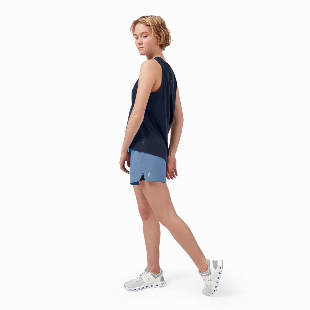 On Running Hardloopshorts Dames Blauw Zwart | 364172BUS