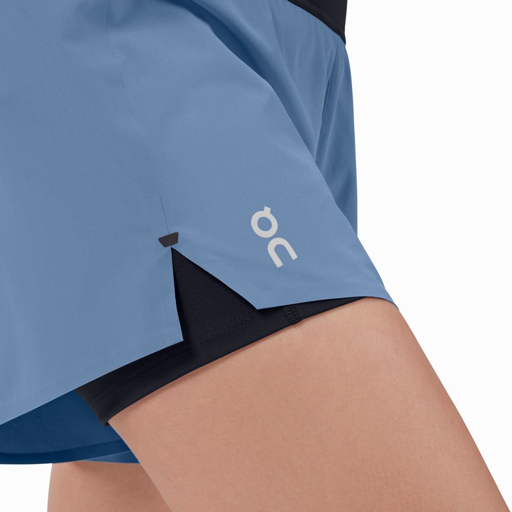 On Running Hardloopshorts Dames Blauw Zwart | 364172BUS