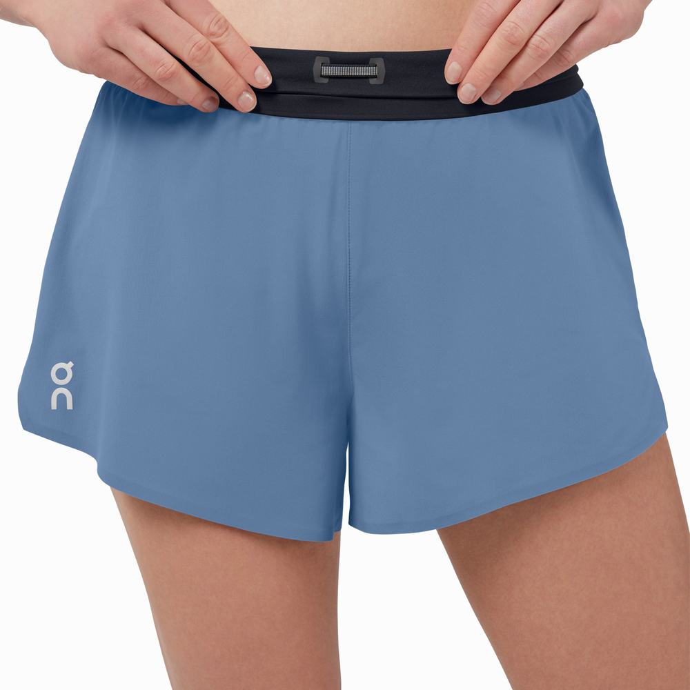 On Running Hardloopshorts Dames Blauw Zwart | 364172BUS