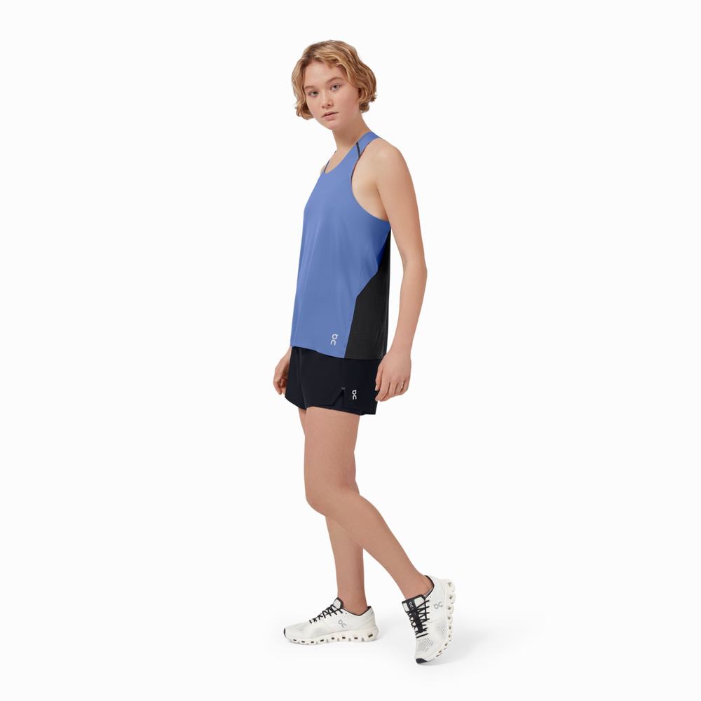 On Tank-T Tanktop Dames Blauw Zwart | 716493IUL