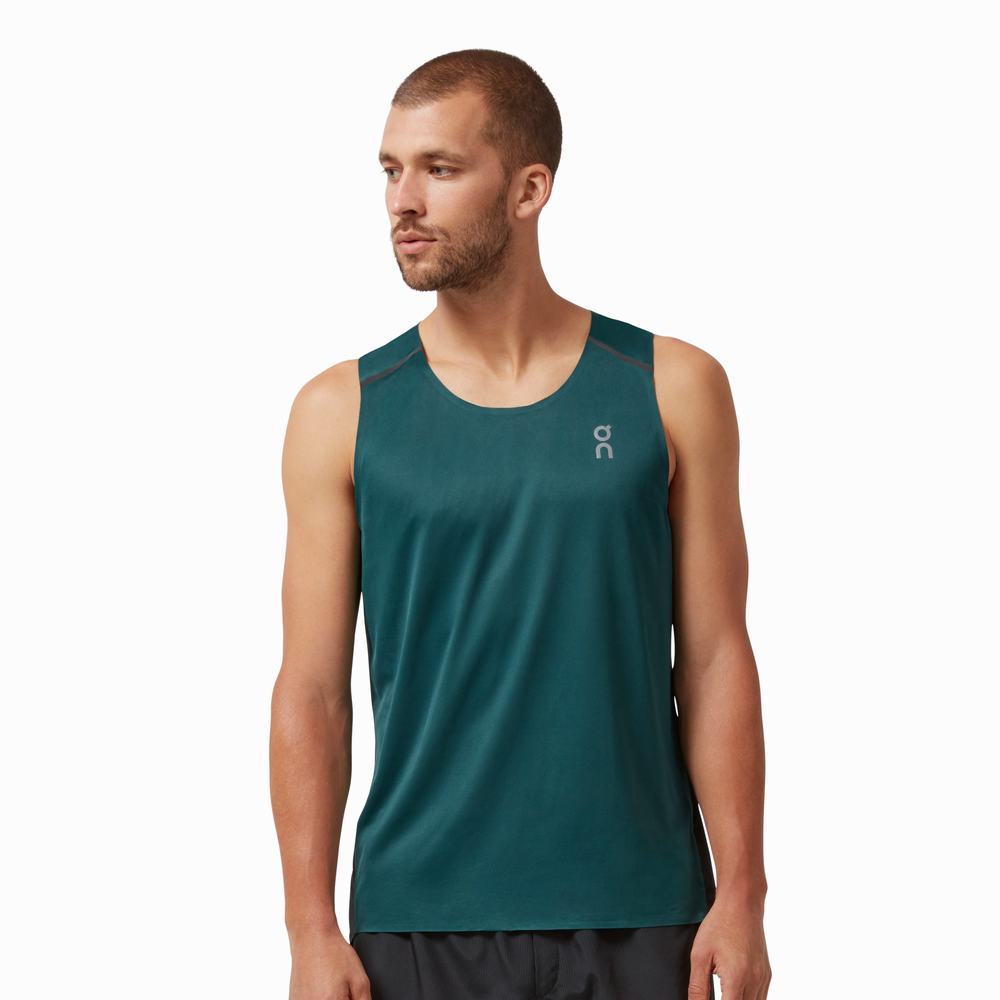 On Tank-T Tanktop Heren Groen Zwart | 752896SOI